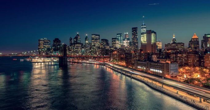 Brooklyn Bridge & the Lower Manhattan | New York City.
4K Timelapse stock footage filmed from Manhattan Bridge