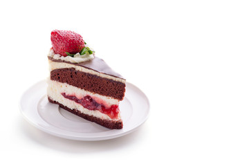 Chocolate cake with strawberries