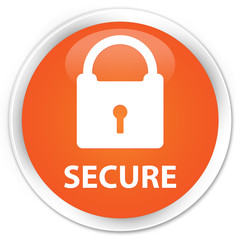 Secure (padlock icon) orange glossy round button