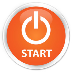 Start (power icon) orange glossy round button
