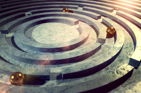 3d Labyrinth und die goldene Kugel