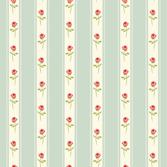 Cute seamless Shabby Chic pattern with roses and polka dots ideal for kitchen textile or bed linen fabric, curtains or interior wallpaper design, can be used for scrap booking paper etc