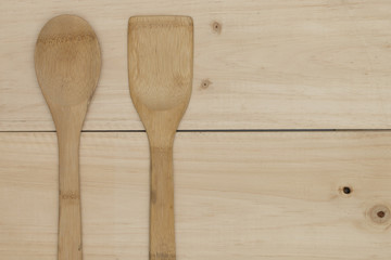 wooden spoon on wooden table.