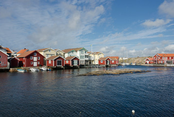 Fototapeta na wymiar some old boathouse on swedish westoast