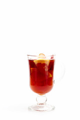 Glass of delicious glintwein or mulled hot wine
