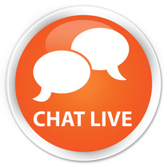 Chat live orange glossy round button