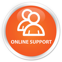 Online support (group icon) orange glossy round button