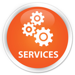 Services (gears icon) orange glossy round button