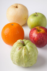 Five fruit , guava orange, redapple, green apple  chinese pear,