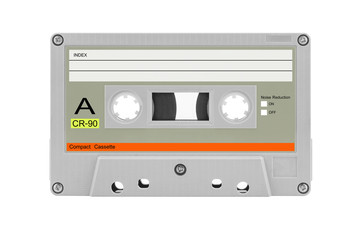 retro cassette tape isolated on white background