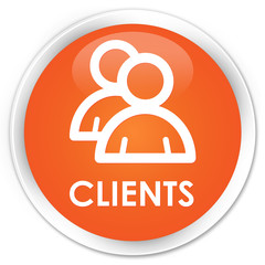 Clients (group icon) orange glossy round button