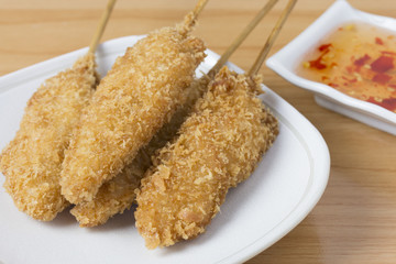 chicken fried in dish on the table