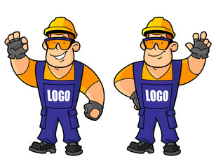 Builder, working, or foreman. From a large set of mascots. Replace your logo on.