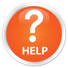 Help (question icon) orange glossy round button