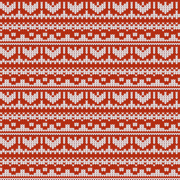 Traditional Fair Isle Style Seamless Knitted Pattern. Christmas and New Year Design Background