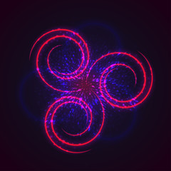 Vector magical effect.Luminous spiral and particles