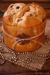 Panettone sweet bread loaf traditional for Christmas