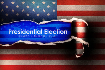 Presidential Election Vote 2016 in USA with flag Background