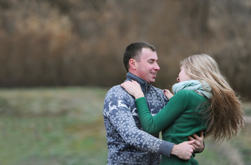 Fototapeta premium Couple embracing and having