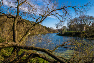 The river flowing through park