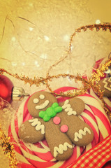Gingerbread man  Christmas lollipop closeup
