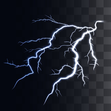 Vector realistic lightning with transparency for design