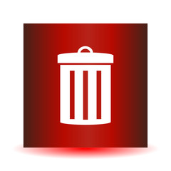 Icon garbage can on a red background. Vector Image.