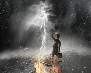 Obraz premium Overcoming crisis break . Mixed media