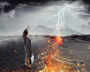 Obraz premium Overcoming crisis break . Mixed media