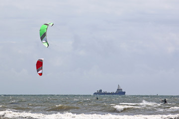 kitesurfers in Swansea Bay