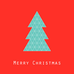 Merry Christmas greeting card with triangle Christmas tree