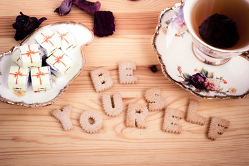 Be Yourself, inspirational slogan made from biscuit letters
