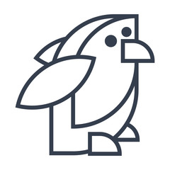 Penguin logo design,thin line style
