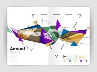 Fototapeta premium Triangles and lines, annual report flyer brochure template