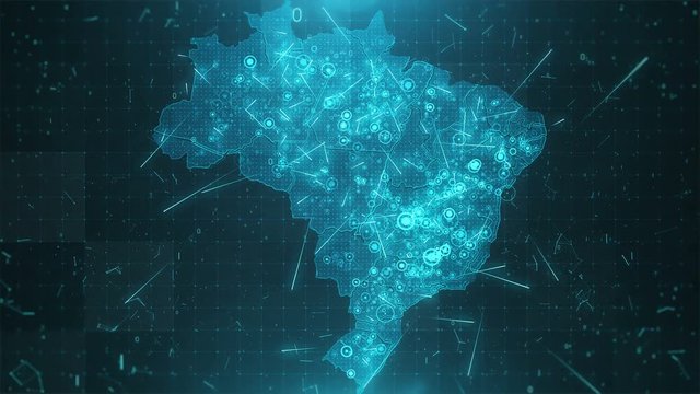 Brazil Map Background Cities Connections 4K