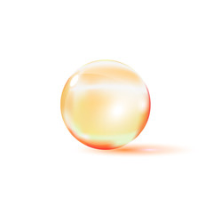 Shiny colored glass bowl, yellow bubble, realistic vector illustration