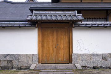 Traditional arched entrance of ancient japanese building