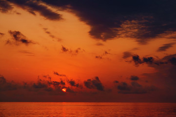 Abkhazia, summer sunset on the black sea