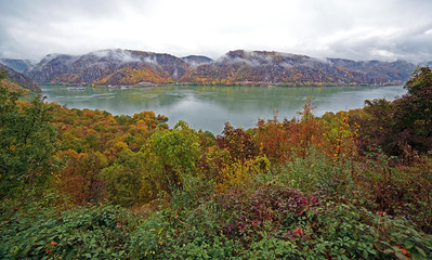 Fisheye view with autumn at the Danube Gorges