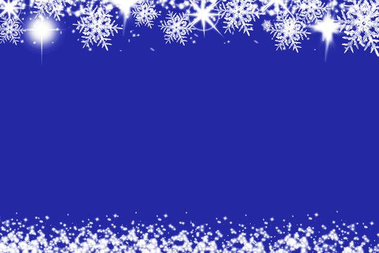 Shiny Christmas background with snowflakes and place for text. Blue holiday background with copy space