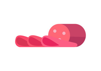 Sliced Sausage Vector Illustration in Flat Design 