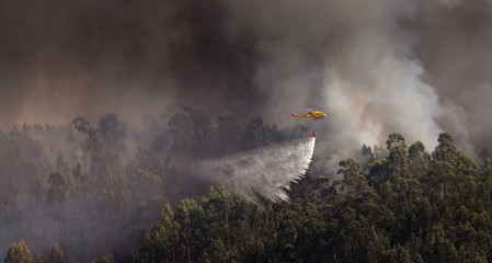 CS-HMI Civil Protection Firefighter Portuguese Helicopter Dropping Water