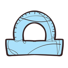 Protractors icon colored with a black outline on a white background in a hand drawn style.