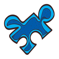 Puzzle colored button with a black outline on a white background.
