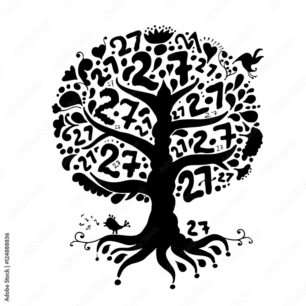 Poster tree 27 with roots for your design