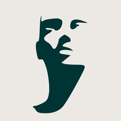 Human head silhouette. Face front view. Elegant silhouette of part of human face. Vector Illustration