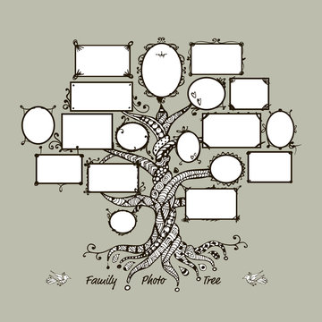 Family tree template with picture frames
