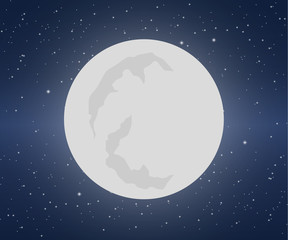 Full moon on the background of star sky