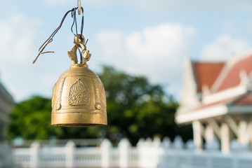 Obraz premium Buddhist bells hanging in temple
