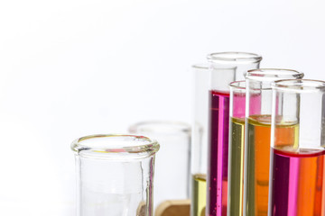 Test tubes with liquids isolated on white
